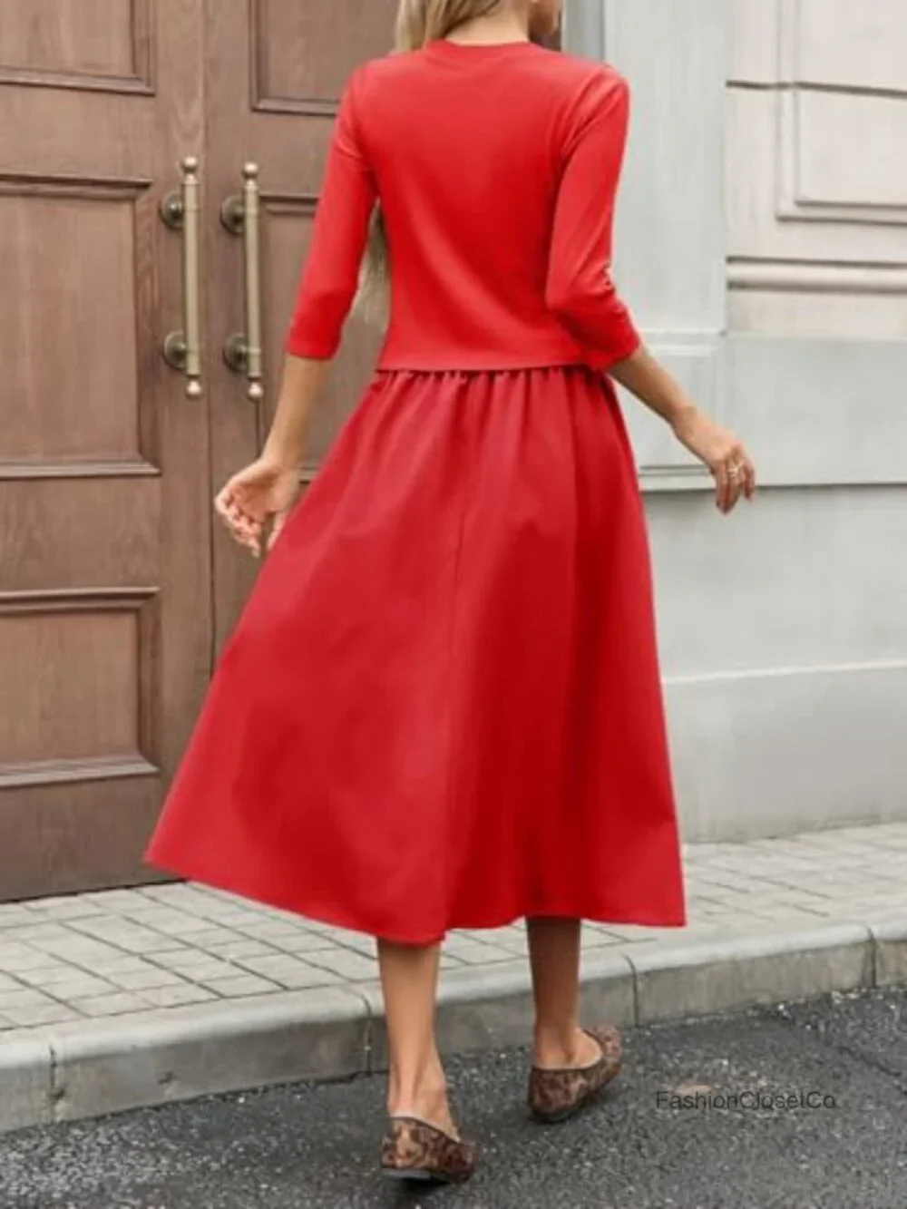 Women's 2 Piece Skirt Set 3/4 Sleeve Knit Cardigan Elastic Waist Midi Skirt